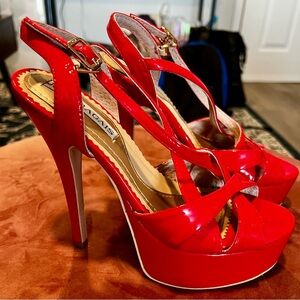 Jojo Bragais Strappy Red Platform Heels